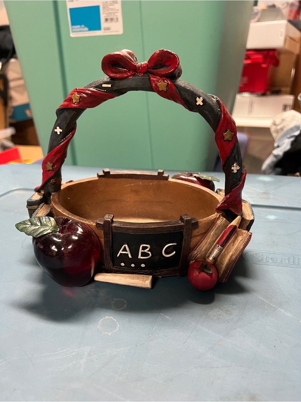Ceramic School-Themed Decorative Basket